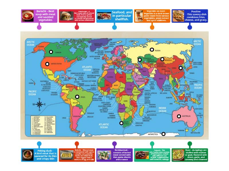 Traditional dishes around the world - Labelled diagram