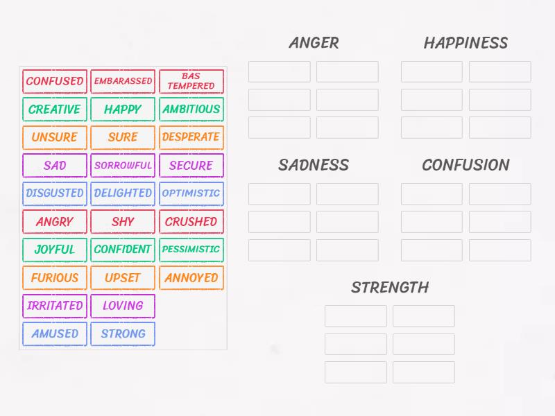 Feelings words - Group sort