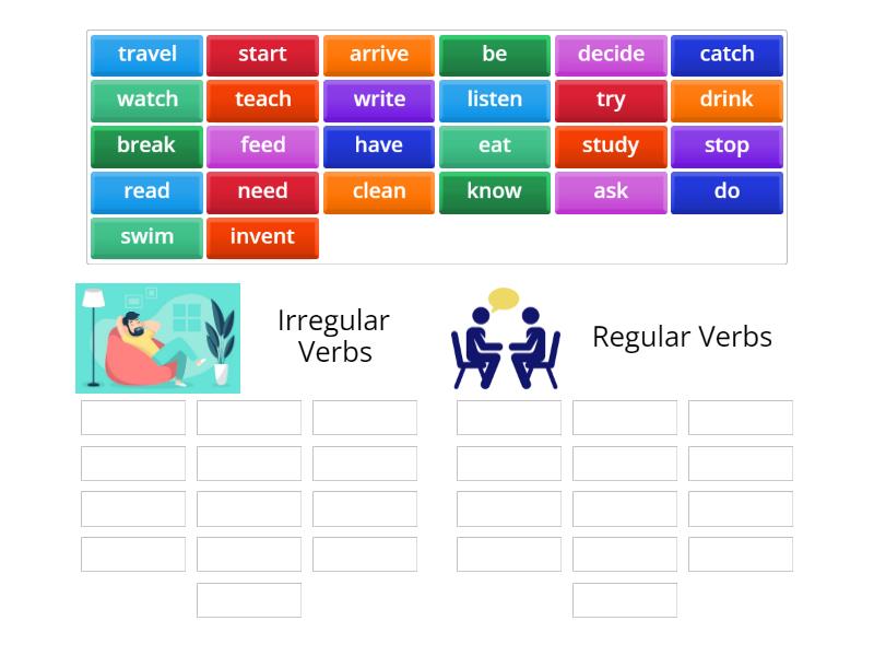 Irregular and Regular Verbs in Past Simple - Group sort