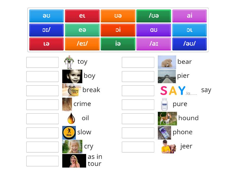VOCABULARY DIPHTHONGS - Match up