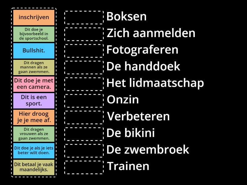 Woorden hoofdstuk 8 taak 3 Code+ B1 - Match up
