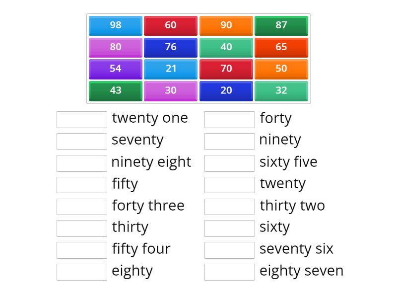 numbers - Match up