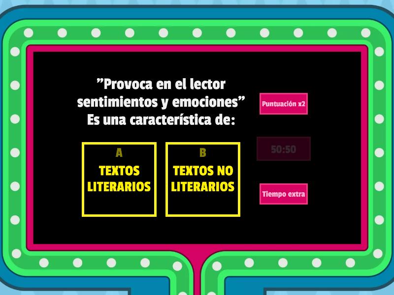 TEXTOS LITERARIOS Y NO LITERARIOS - Gameshow Quiz