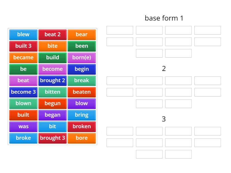 Irregular verbs 1 - Group sort