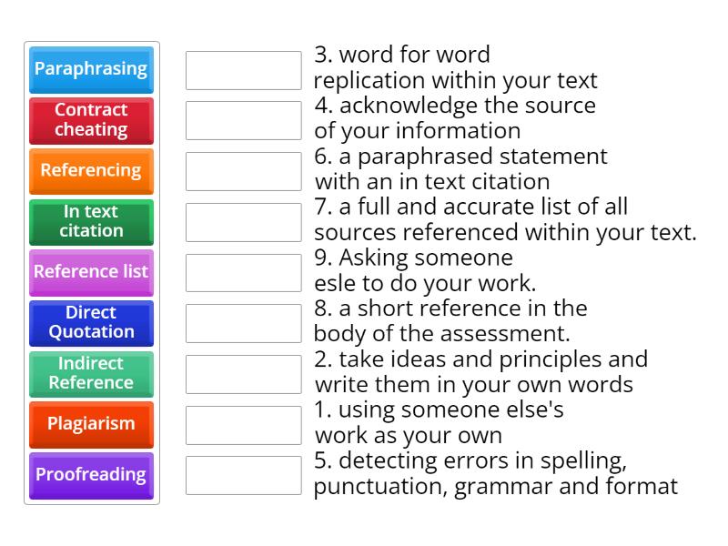 Referencing terms match game - Match up