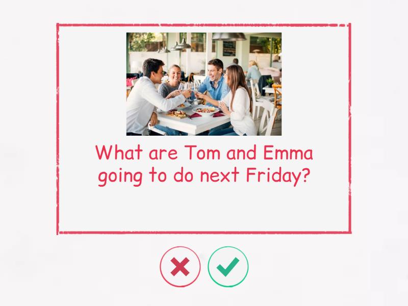 To be going to (pictures - Tom and Emma) - Flash cards