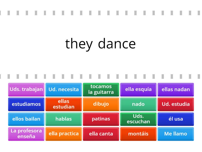 Regular ar verb conjugation Find the match