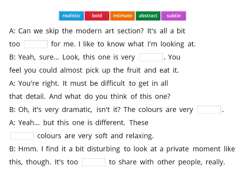 Unit 1. In the picture. Vocabulary. Revision - Missing word