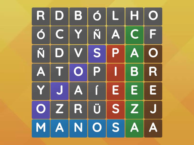 Las partes del cuerpo - Wordsearch