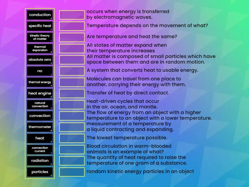 Heat and Temperature - Match up