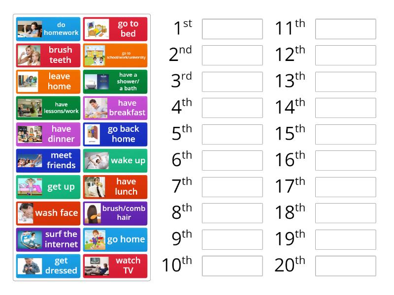 Daily Routines - Rank Order