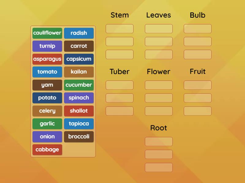 Vegetables - Group sort