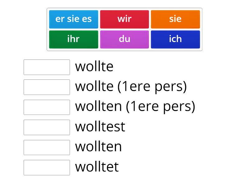 wollen au prétérit - Match up