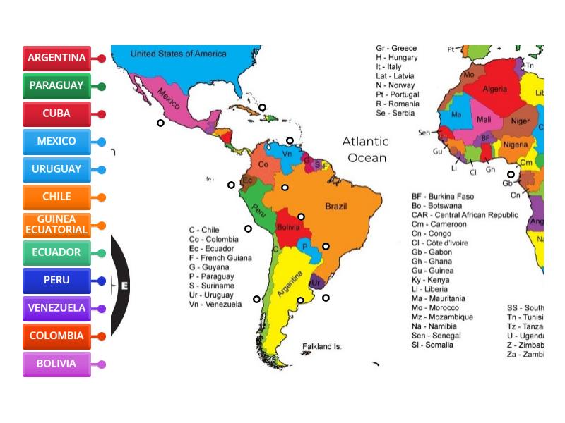 PAISES DE HABLA HISPANA - Labelled diagram