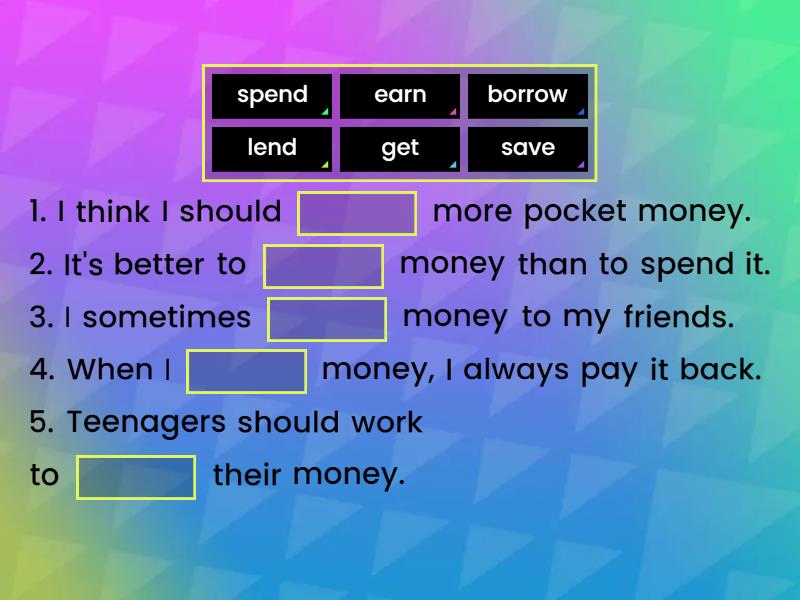 Money verbs missing word