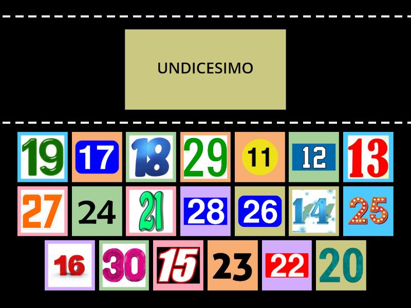 NUMERI ORDINALI LEGGI LA POSIZIONE A CHE NUMERO CORRISPONDE da 11 a 30 Find the match