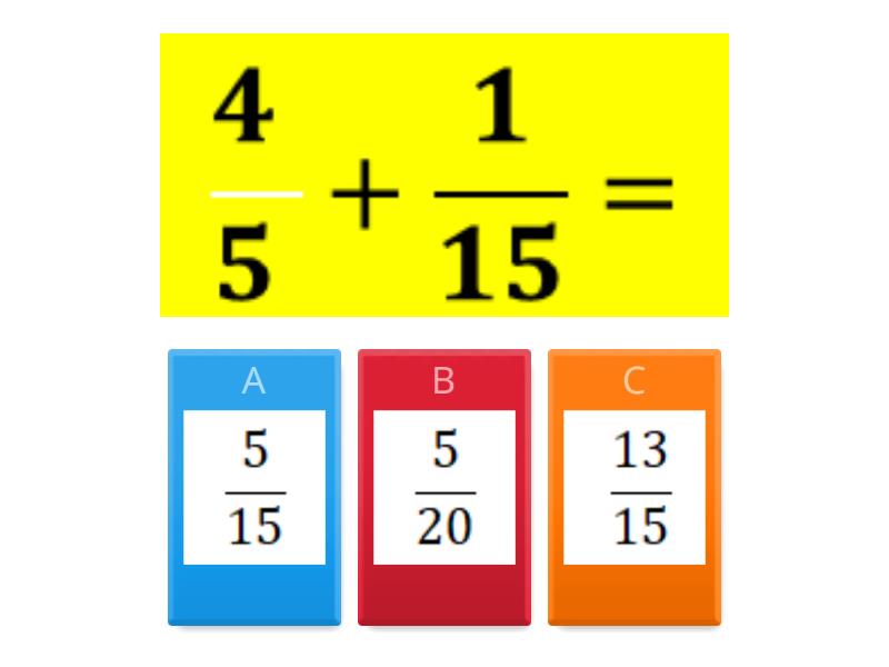 Suma y Resta de Fracciones distinto denominador - Quiz