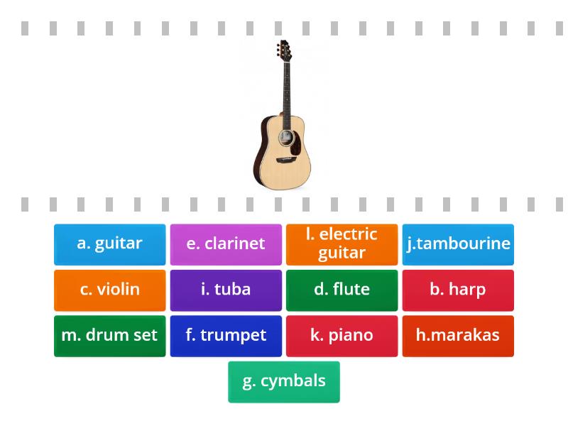 5 letter words for musical instruments