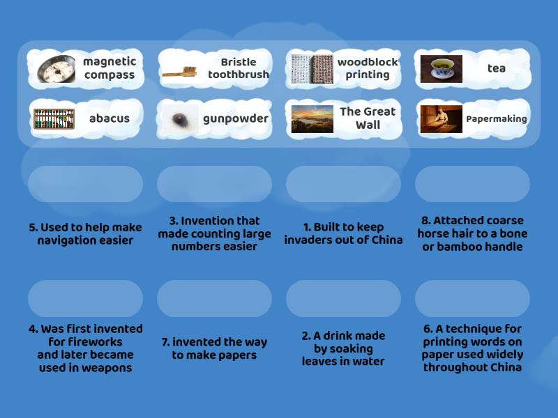 Great Inventions and structures in China - Match up