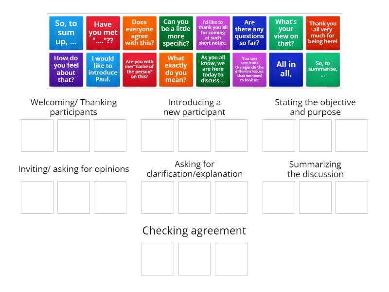 Meetings- Expressions - Group sort