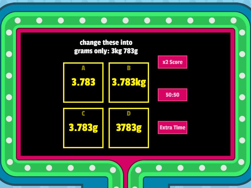 measuring weights - Gameshow quiz