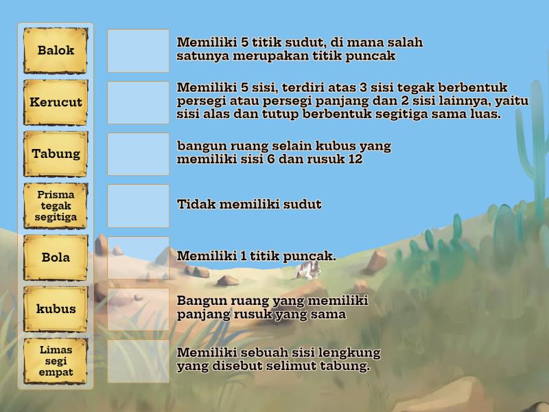 Latihan Soal Ciri-ciri Bangun Ruang - Permainan Pencocokan