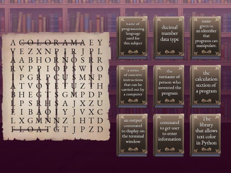 Python Programming Concepts 1 - Wordsearch
