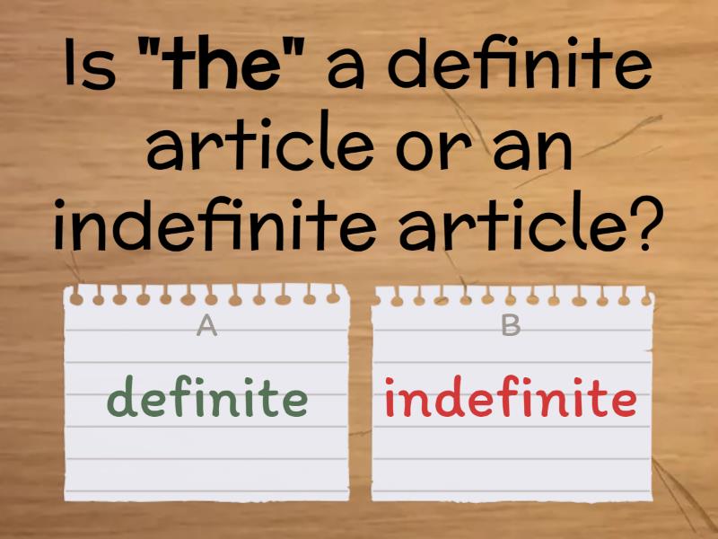 ARTICLES- DEFINITE & INDEFINITE - Quiz