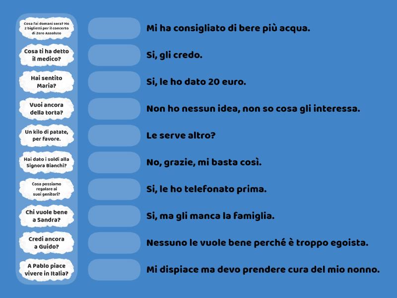 Pronomi Indiretti - Match Up