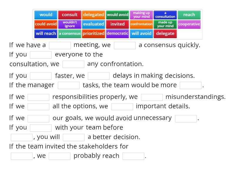Warming up U12 intr Conditionals+ vocabulary - Complete the sentence