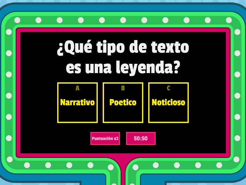 Características De La Leyenda 4 ° Básico - Gameshow Quiz