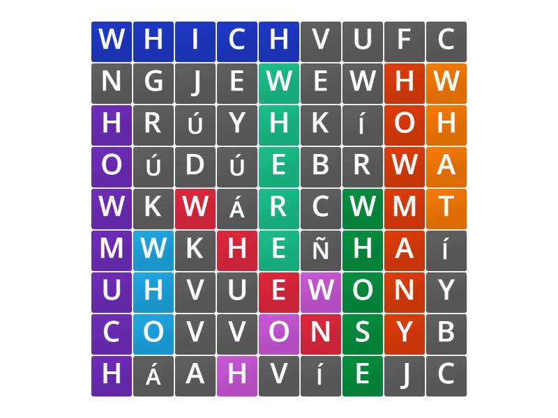 Wh questions - Sopa de letras