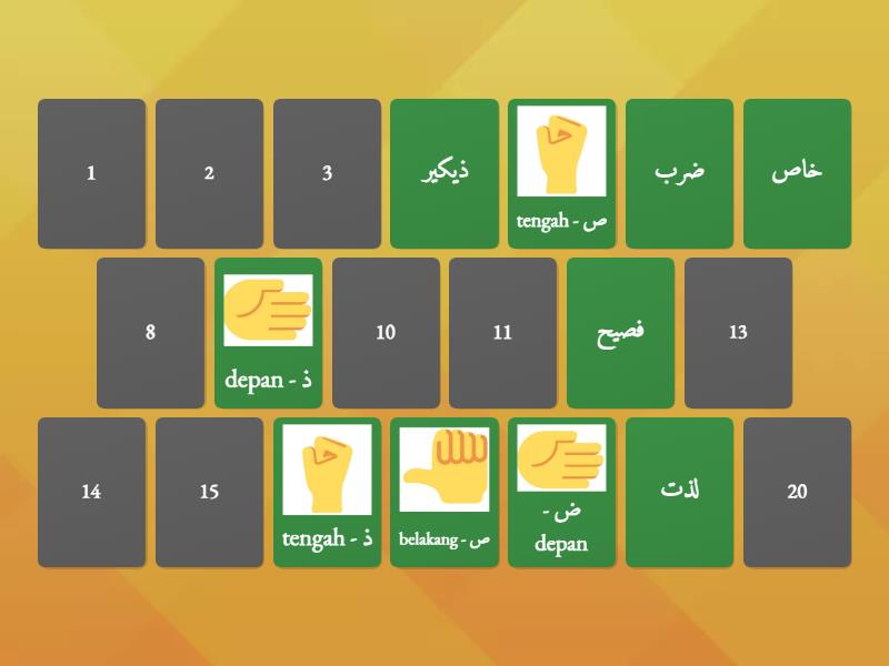 Ulangkaji Kedudukan Huruf Dzal - Dzo - Matching pairs