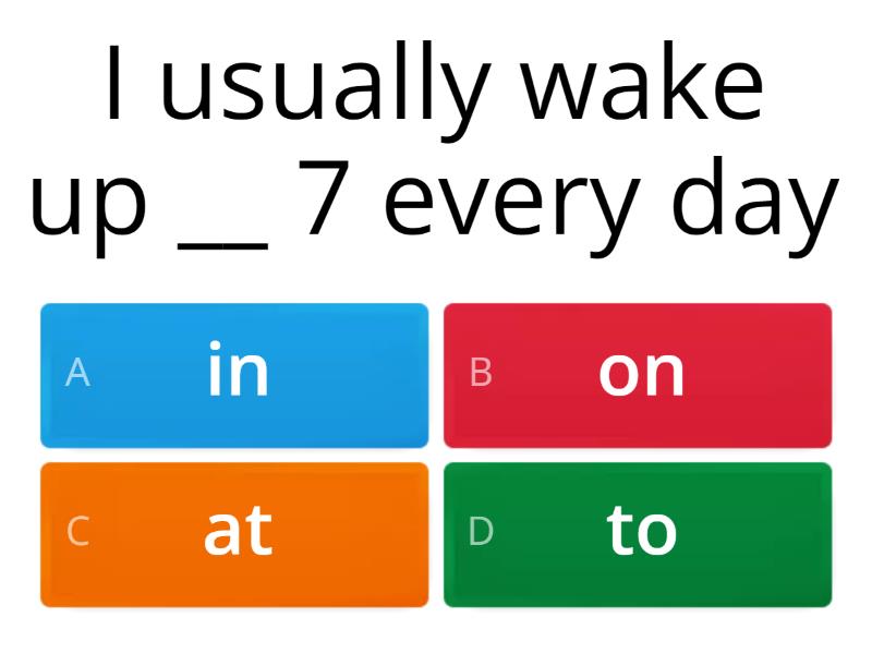 Prepositions of time & place - Quiz