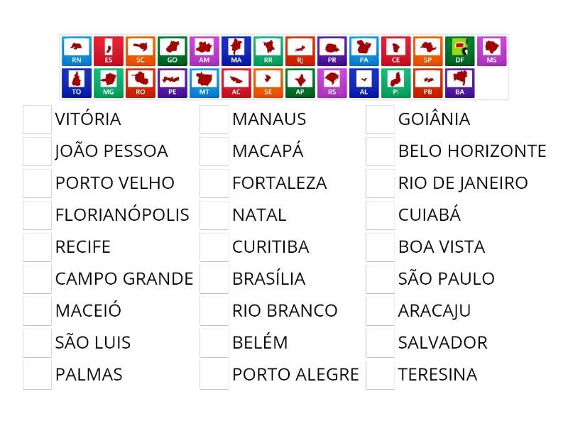 JOGO DAS COLUNAS UNIDADES FEDERATIVAS DO BRASIL - Match up