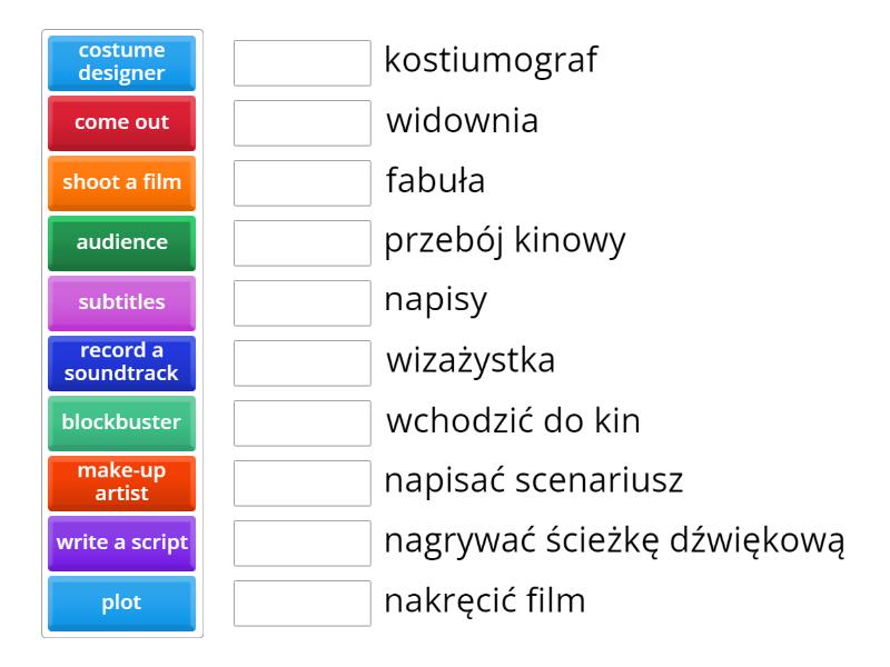 Brainy 7, Unit 1, Film-making - Połącz W Pary