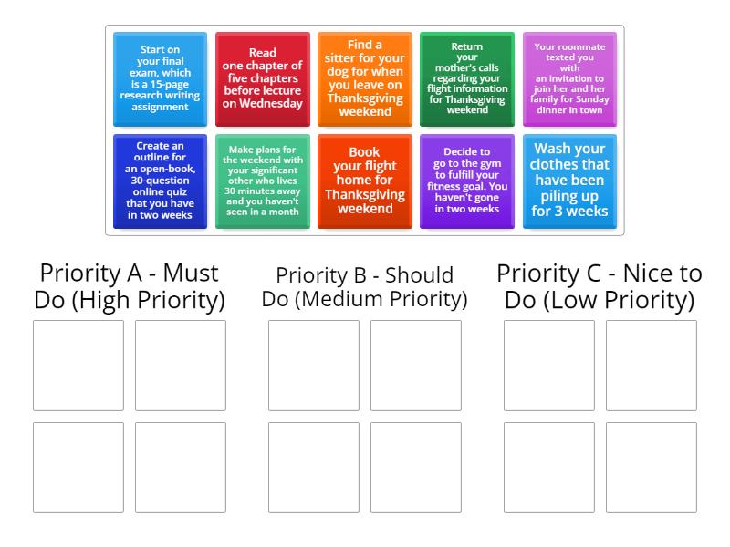 Managing your Priorities - Group sort