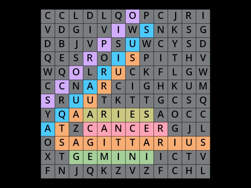 zodiac word search wordsearch