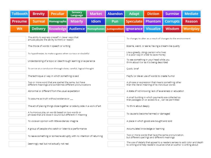 5th Grade Module 2 W&W (Part 1) - Match up