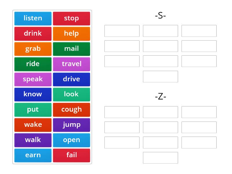 Present Simple -s/-es pronunciation - Group sort