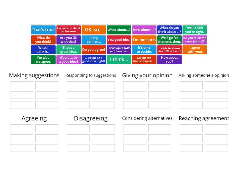 PET - Speaking part 3 - useful phrases - Group sort