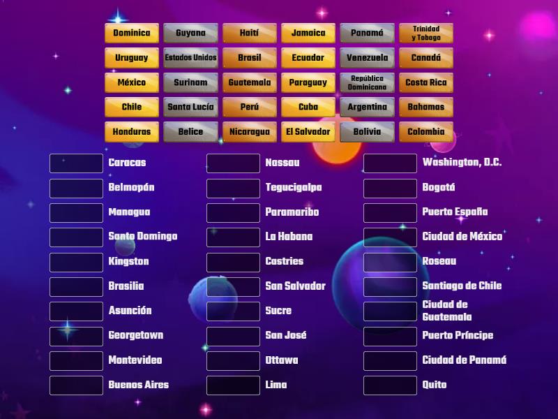 Países De América Y Sus Capitales - Match Up