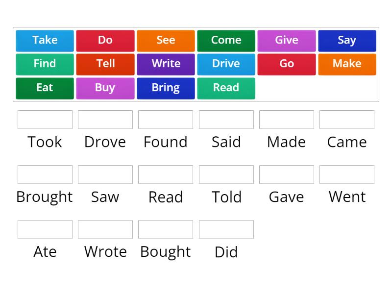 Match the infinitive to the right past simple form - Match up