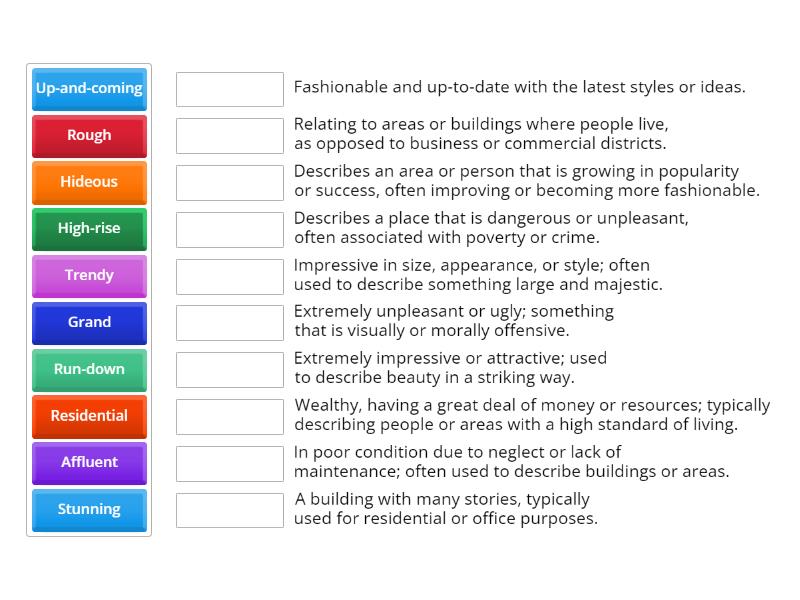 Outcomes UI Unit 2 ex 1 vocab - Match up