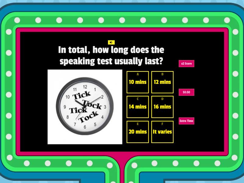 What do you know about your B2 First Speaking test? - Gameshow quiz