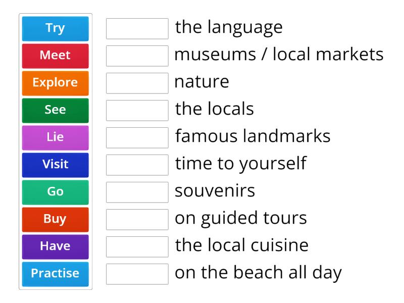 Spotlight 8 Module 6 Holiday activities - Match up