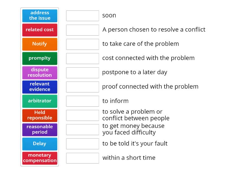 Asking for repairs: Vocabulary - Match up