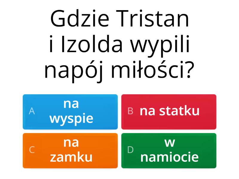 Dzieje Tristana I Izoldy Sprawdzian Z Treści Lektury z treści: "Dzieje Tristana i Izoldy" - Test