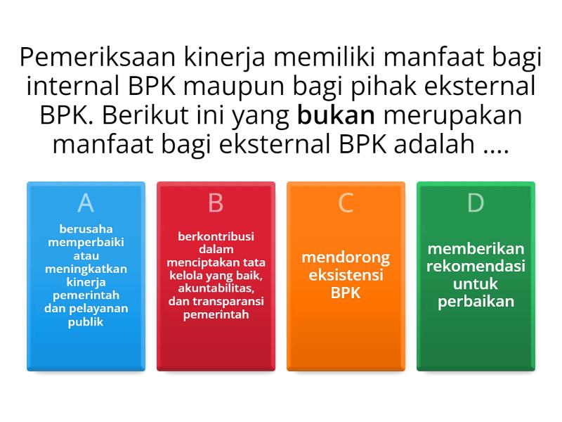 JUKLAK PEMERIKSAAN KINERJA - Quiz