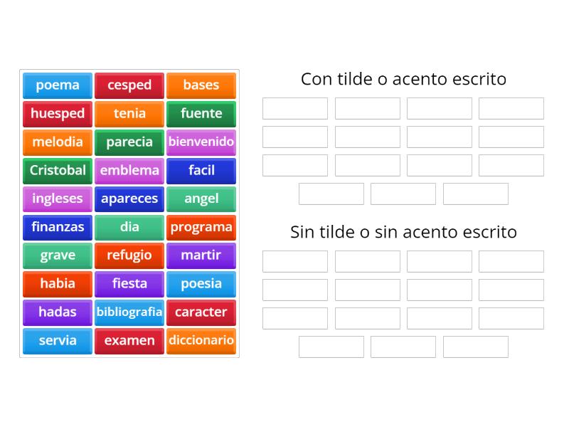 Palabras graves: ¿Con tilde o sin tilde? - Group sort